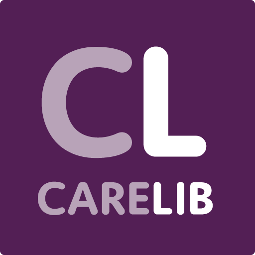 Logo Carelib sur fond de couleur violet