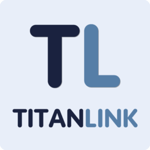 logo titanlink sur fond de couleur bleu ciel